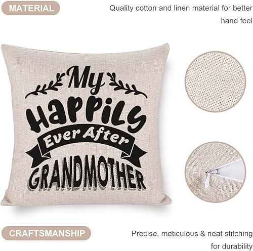Miniatura 3 de Fundas de almohada de 16 x 16 pulgadas, decoración de granja con texto en inglés "My Happily Ever After Grandmother", fundas de cojín para el hogar,