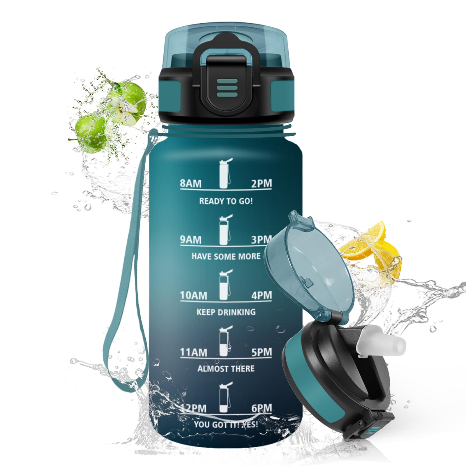 HoneyHolly 500ml BPA Free & Leak Proof Drinking Bottle with Straw Reutilizables Elementary School Water Bottle Motivational for School Gym Office Running