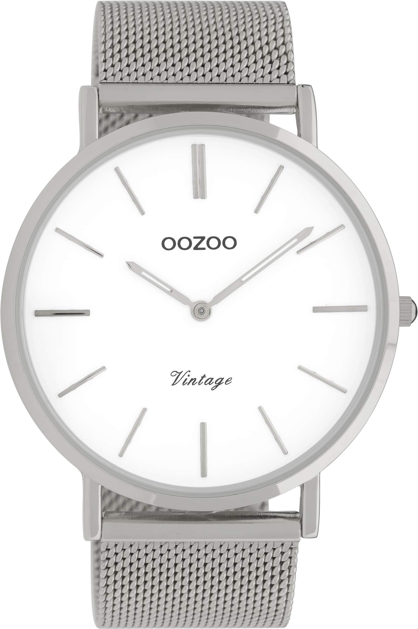 OozooVintage Watch with Stainless Steel Milanese Metal Strap Flat with Only 7 mm Height and 44 mm Diameter in Various Variations