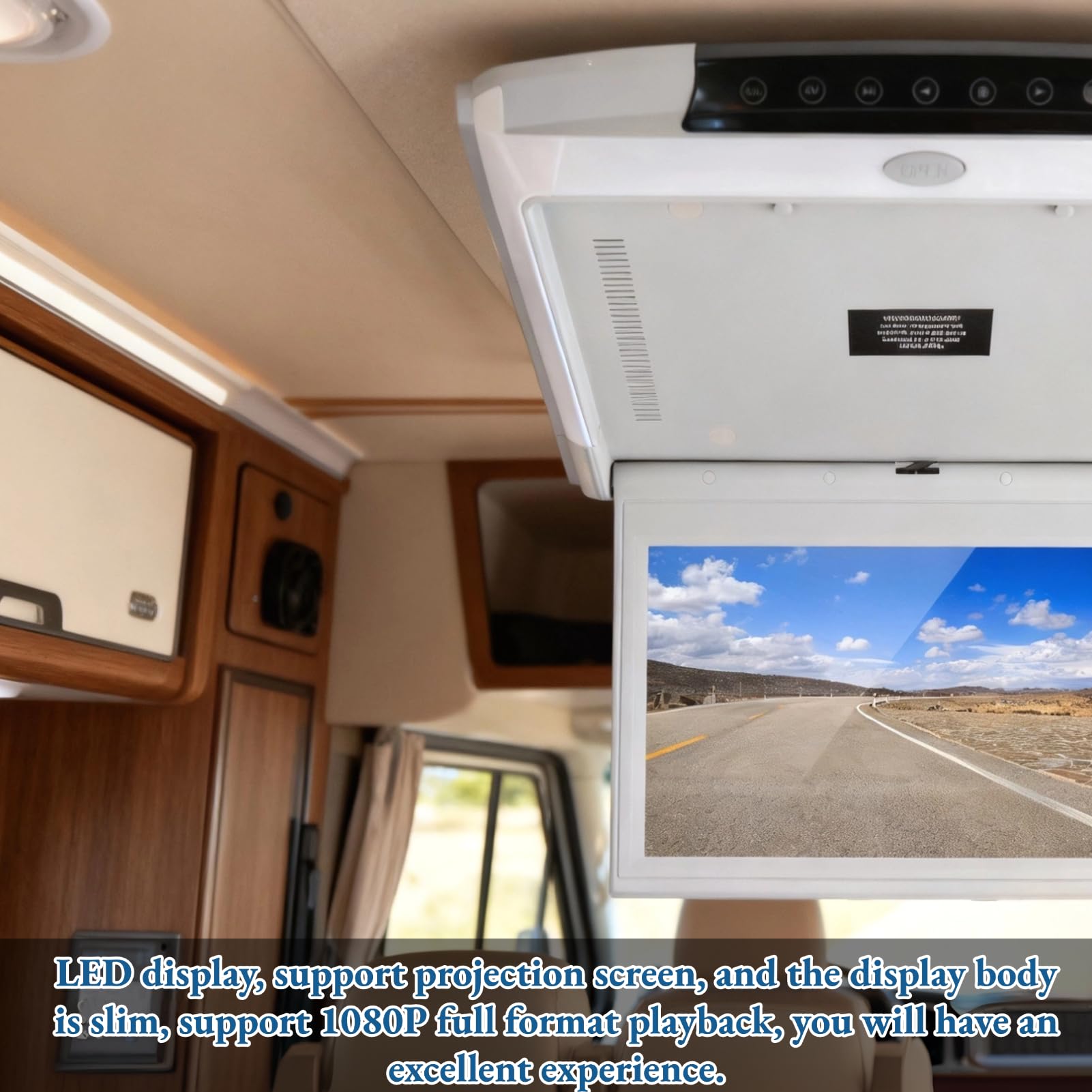 LED 1080P Car Overhead Flip Down Monitor IPS Full View Techo HD Digital TV Car Stereo Player MP5 11.6 In Car Mount Screen HDMI IR FM USB SD 12V / 24V