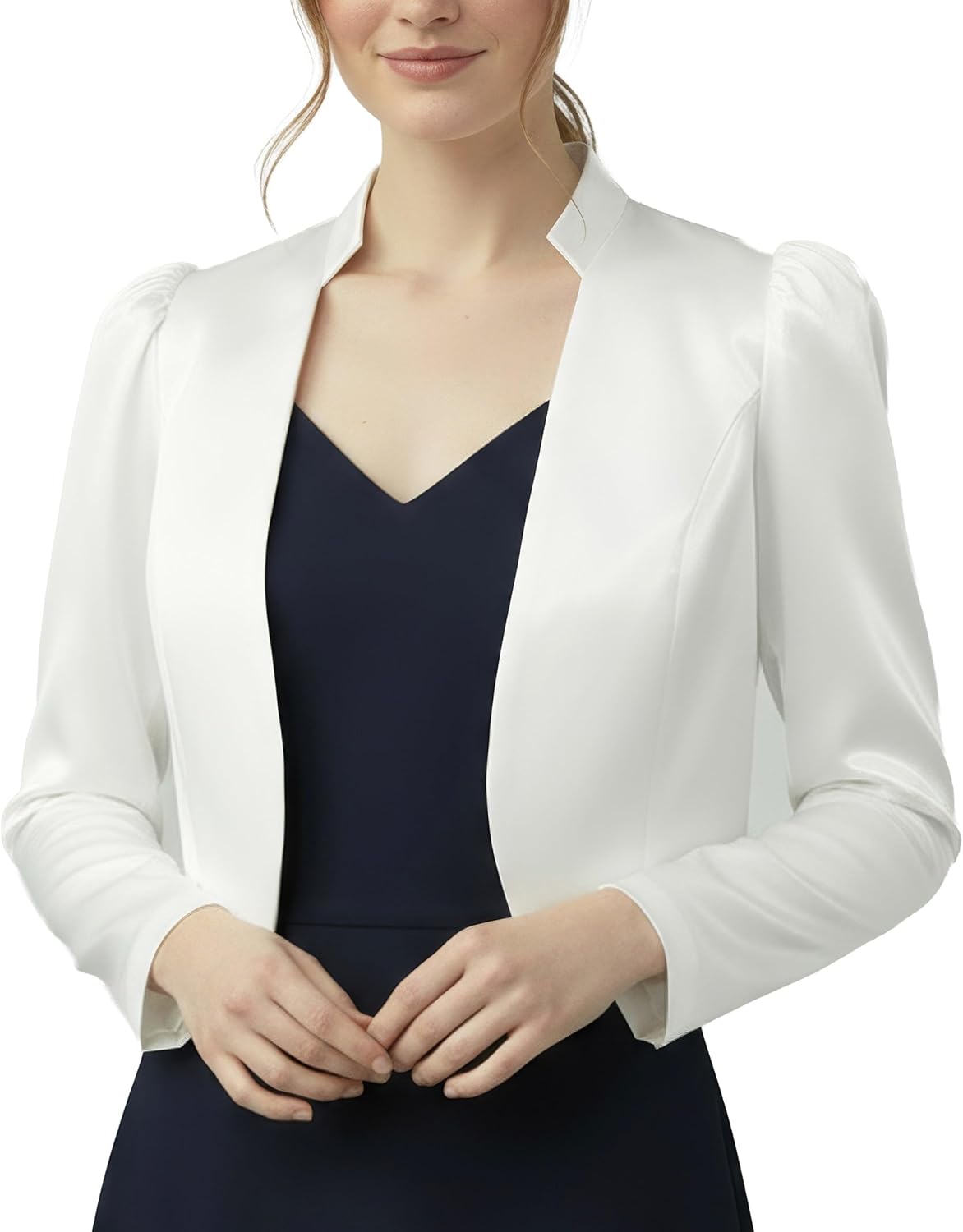 BlackButterfly Formal Satin Long Sleeve Bolero Shrug