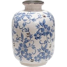Blue and White Ceramic Flower Vase, French Decor, for Living Spaces, Various Rooms 7.4" H