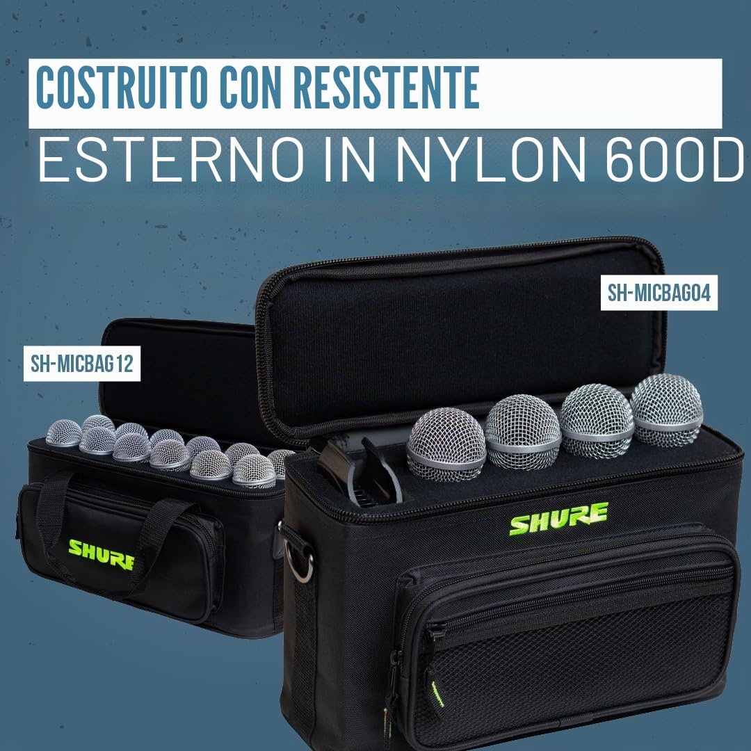 Shure by Gator, Borsa per il Trasporto Imbottita che Contiene fino a 2 Sistemi di Microfoni Wireless; (SH-WRLSSCARRYBAG-2)