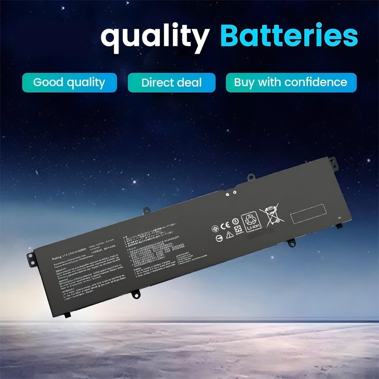 Batteria for laptop B31N1915 C31N1915, compatibile con Asus ExpertBook B1 B1400 B1 B1500 BR1100CKA BR1100FKA BR1100CKA-GJ0100RA 42Wh