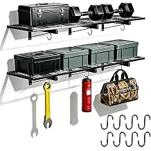 2-Pack Garage Wall Shelving, 46" 12" Wall Mounted Floating Shelf, Heavy Duty Shelves 360 LBS Load Capacity, Black Storage Rack for Basement, Shop, Shed, Closet, Laundry Room