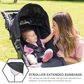Stretchy Black Stroller Sunshade Cover Breathable Sunscreen Canopy Accessory for Strollers Easy-fit Outdoor Sun Block Shade Windproof Protection for Carriers