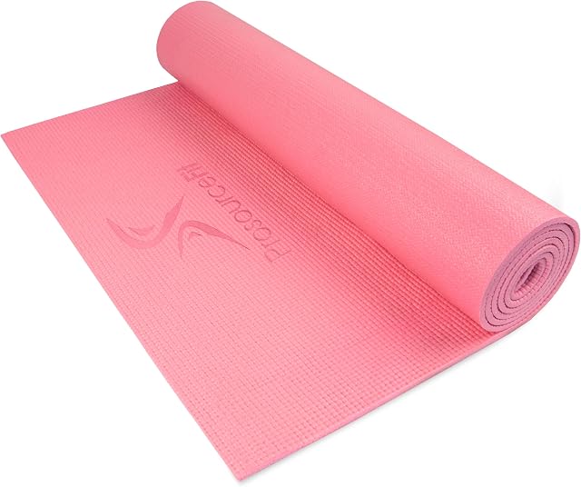 ProSource Original Yoga Exercise Mat 6mm Thick for Comfort and Stability with Carrying Straps, Non Slip –Choose your color