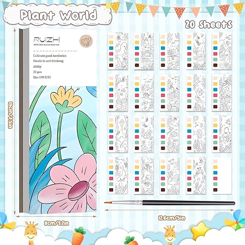 Miniatura 7 de Libros de pintura con agua para niños de 4 a 8 años, libro para colorear de acuarela, libro de pintura de acuarela de bolsillo, juego de pintura