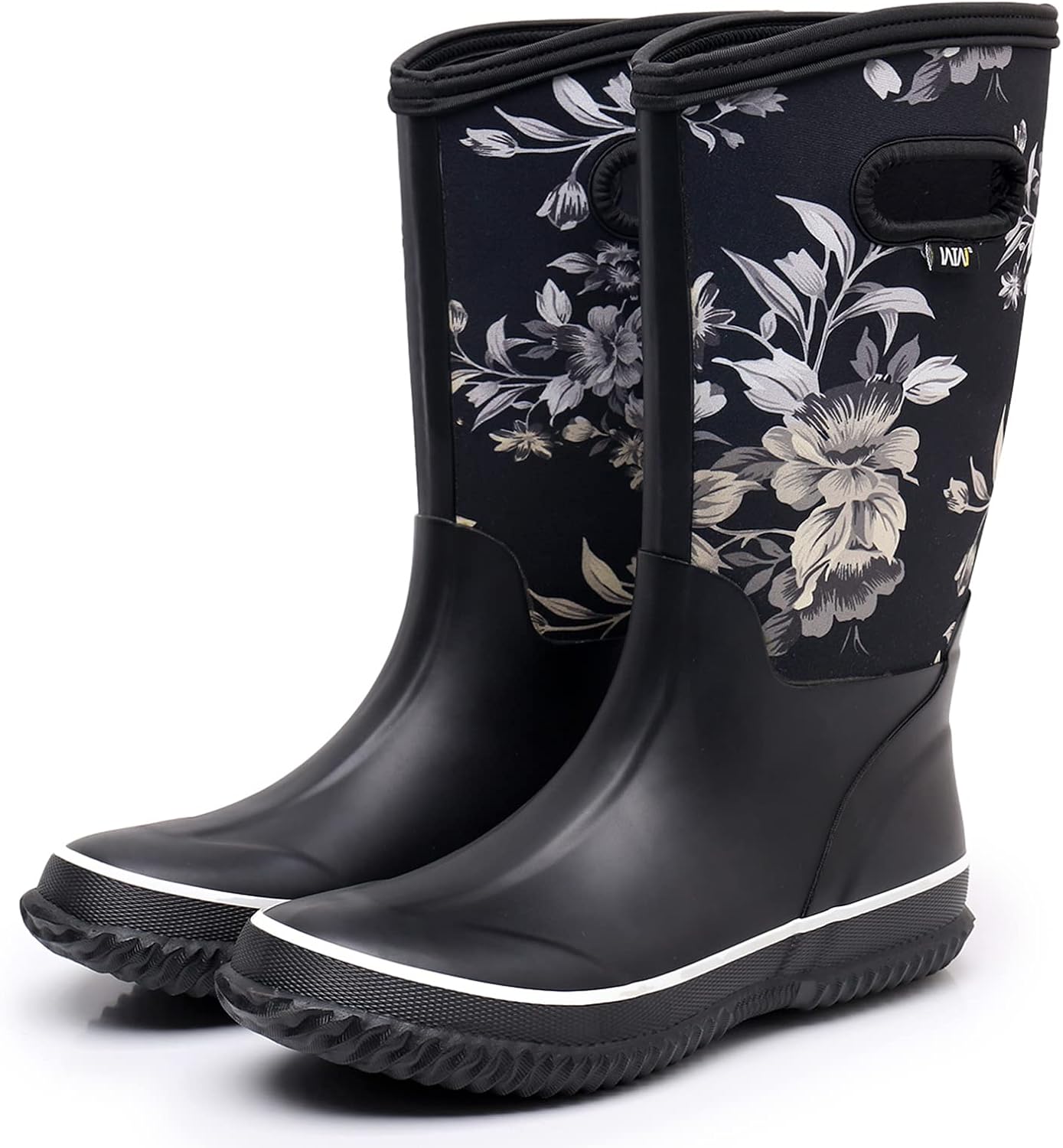 WTW Womens Mid Calf Rain Boots - Waterproof Insulated Neoprene Rubber Boots Mud Outdoor Hunting Garden Boots - Image 9