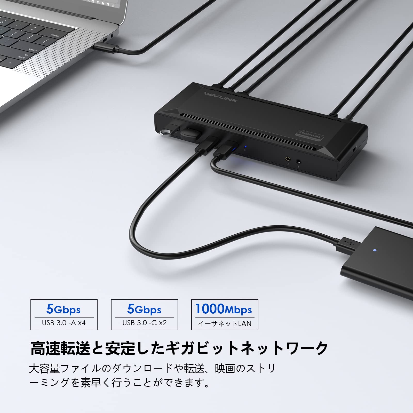 Amazon.co.jp: WAVLINK タイプC 2K@60Hz 2xHDMI/DP ドッキング