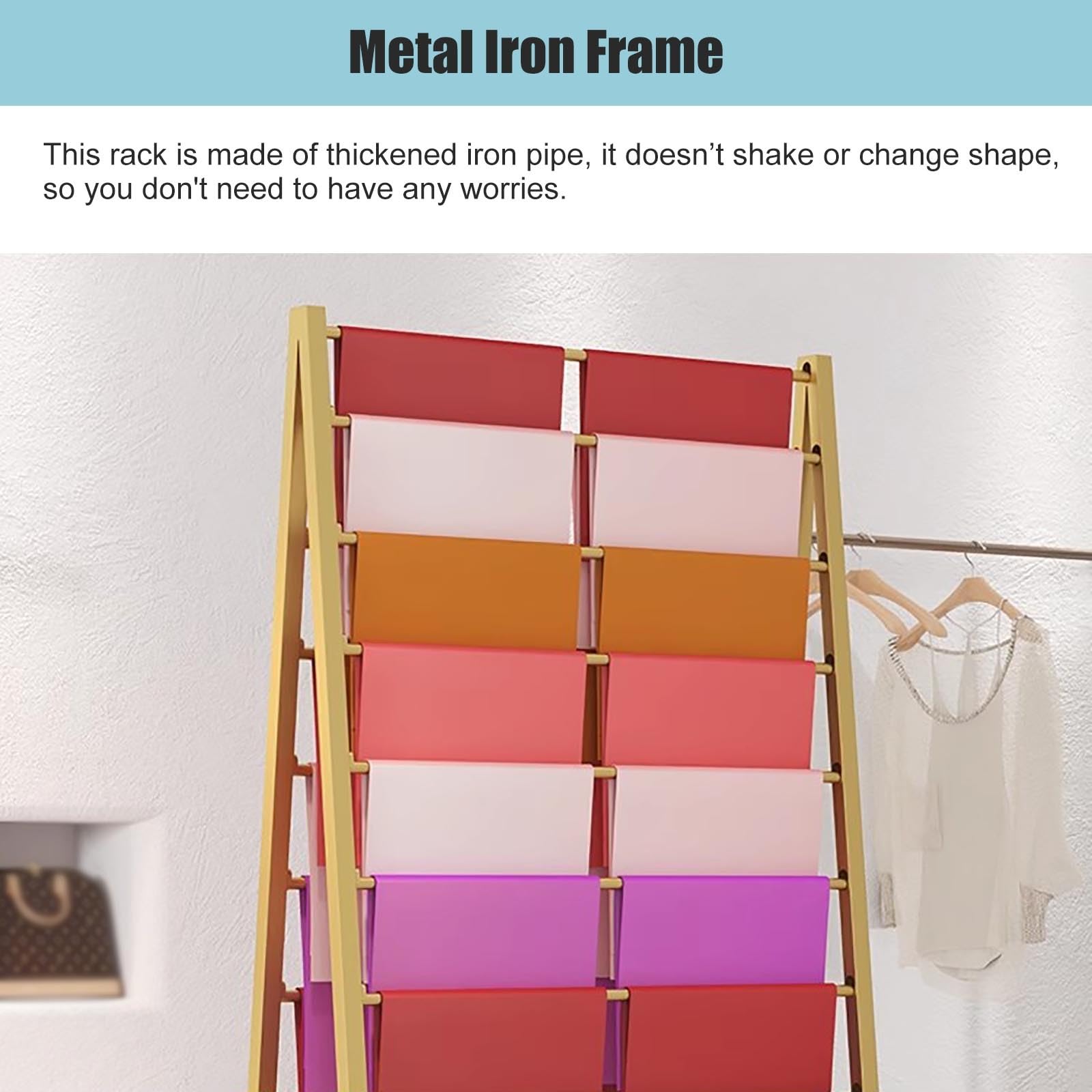 Scaffale organizer a doppio lato per carta da imballaggio, tessuto, nastri, espositore autoportante per artigianato, cellophane, rotoli di vinile