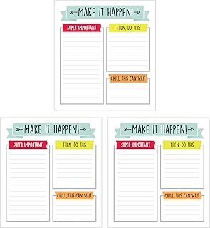 Carson Dellosa Aim High Notepad 3-Pack Set, Note Pads for To Do List, Go...