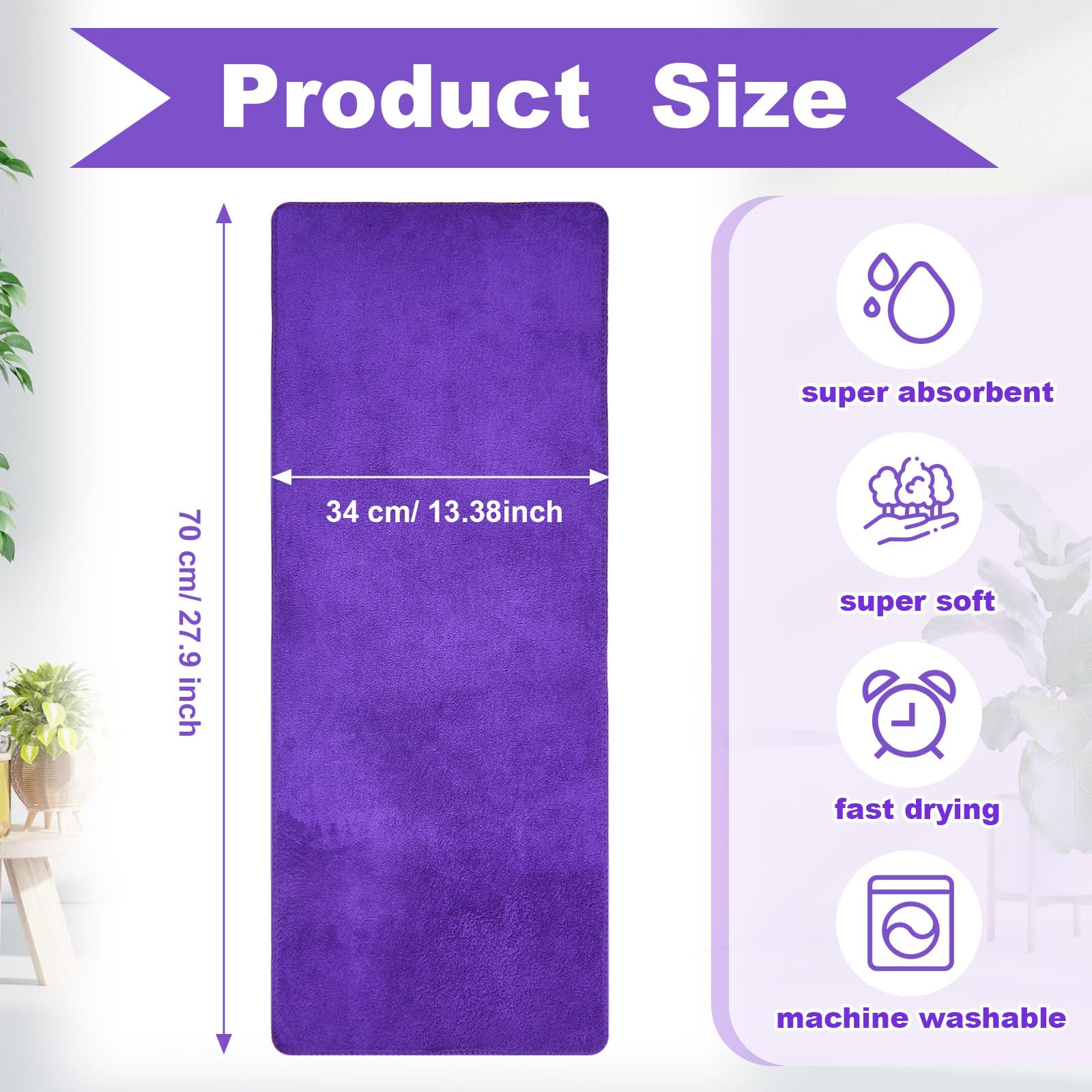Set 16 Asciugamani Viso In Microfibra Viola Scuro: Teli Assorbenti Per Salone, Palestra E Spa - 5