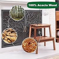 Vista 4 de Taburete de madera de 2 escalones, taburetes de madera para adultos y niños, 250 libras, taburete de cocina para niños, taburete de baño, taburetes