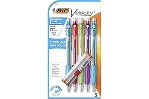 Bic Velocity Max Velocity Mechanical Pencils With Colorful Barrel, Thick Point (0.9mm),...