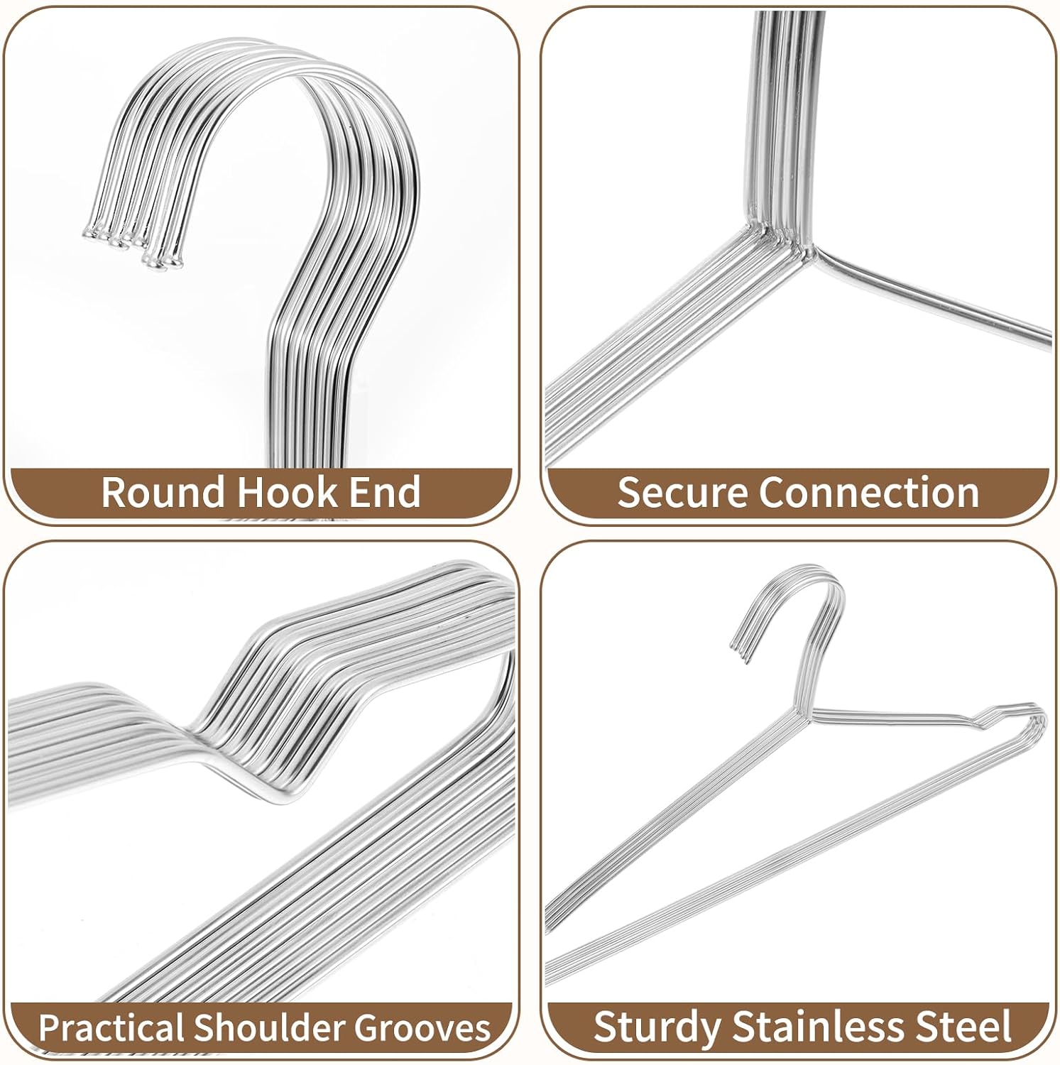 Wire Metal Clothes Hangers Bulk 100 Pack, 16.46" Stainless Steel Hangers
