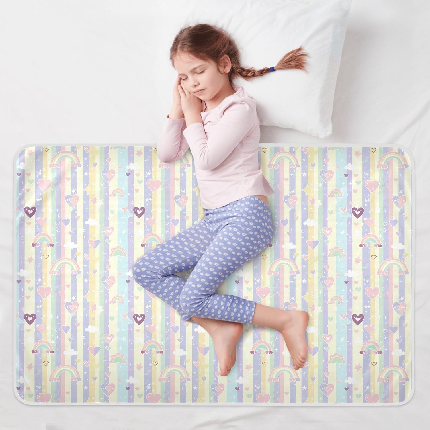 Gymnastics Cartoon Extra Large Resuable Bed Underpads Water Resistant Baby Diaper Changing Pad Breathable Incontinence Pads for Infant Toddler , 52" L x 34" W