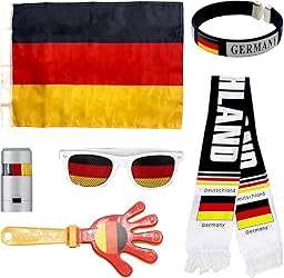Deutschland Fanartikel Set - Schal & Brille für Fußball DFB Fans, Typisch Deutsche Geschenke für Herren & Damen, Nationale Deko Accessoires für Stadion & Public Viewing Party fussball wm 2026