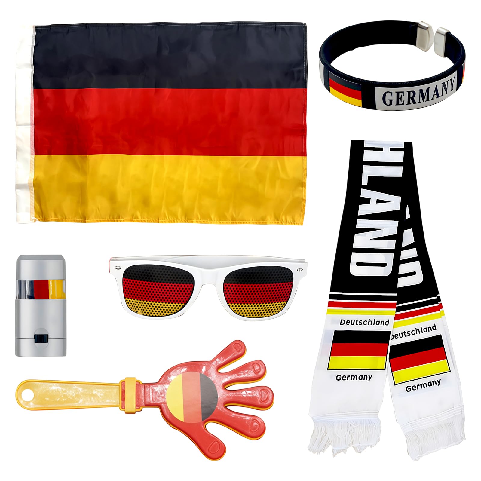 Deutschland Fanartikel Set - Schal & Brille für Fußball DFB Fans, Typisch Deutsche Geschenke für Herren & Damen, Nationale Deko Accessoires für Stadion & Public Viewing Party fussball wm 2026 - 2