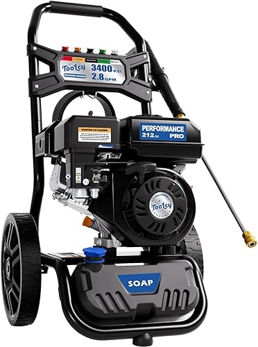 Miniatura 10 de TOOLCY Lavadora a Presión de Gas 3400 PSI y 2.8 GPM Máximo, Motor de Alta Potencia de 212cc, Bomba Mejorada, Manguera de Presión de 50 Pies, Tanque