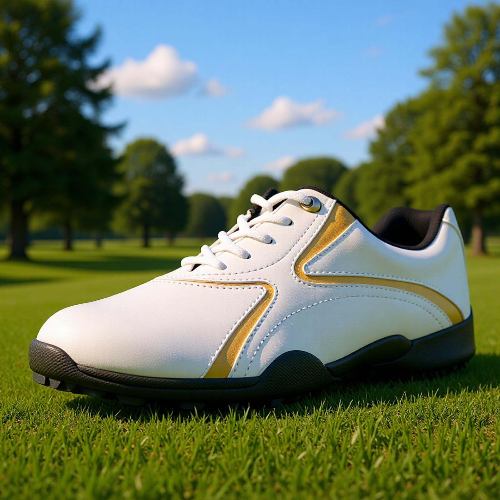 Męskie buty golfowe wodoodporne skórzane bez kolców do golfa