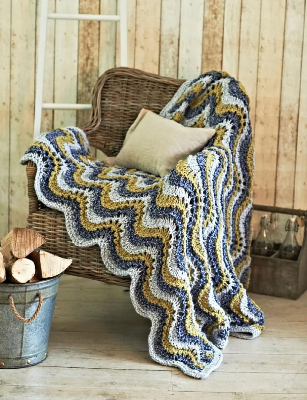 Stylecraft Nordic Super Chunky 8824, Lacy Throw and Cushion, Knitting Pattern