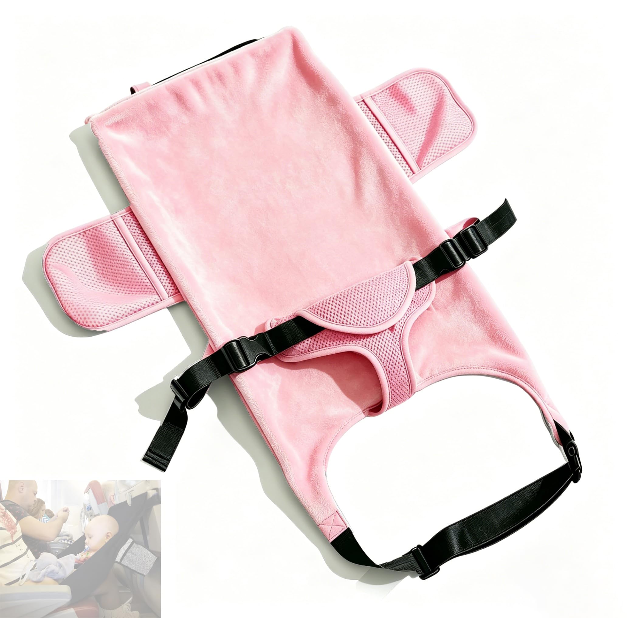 Photo 1 of VANDOULUM Toddler Airplane Bed, 1-12 Months Old Baby Travel Essentials for Flying, Toddler Airplane Seat Extender, Plane Portable High Chair Harness Seat for Little Baby, Pink