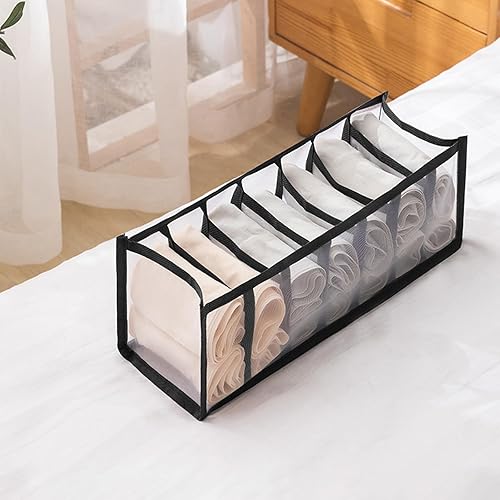 Caja de almacenamiento de ropa interior con 7 compartimentos, organizador plegable para sujetadores, calcetines y accesorios, diseño que ahorra
