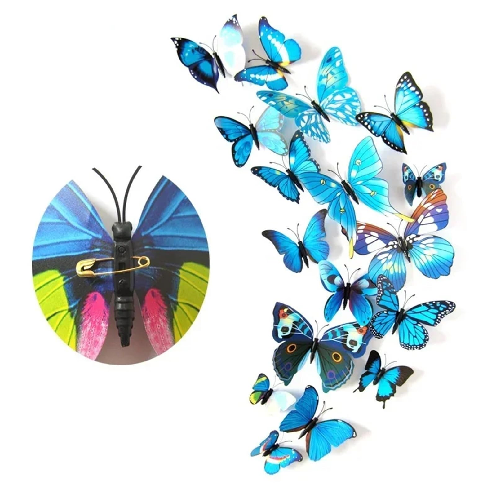 12Pcs 3D Butterfly Wall Sticker Butterflies Home Decoration Fridge Stickers Decor(Color 17)