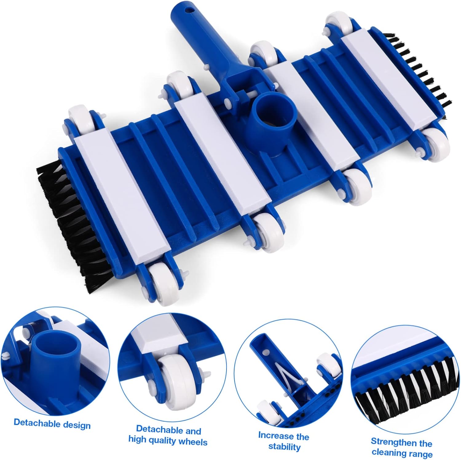 14-Inch Swimming Pool Vacuum Head Brush Swivel Hose Manual Pool Cleaning Accessory for Inground Above Ground Efficient Debris Removal