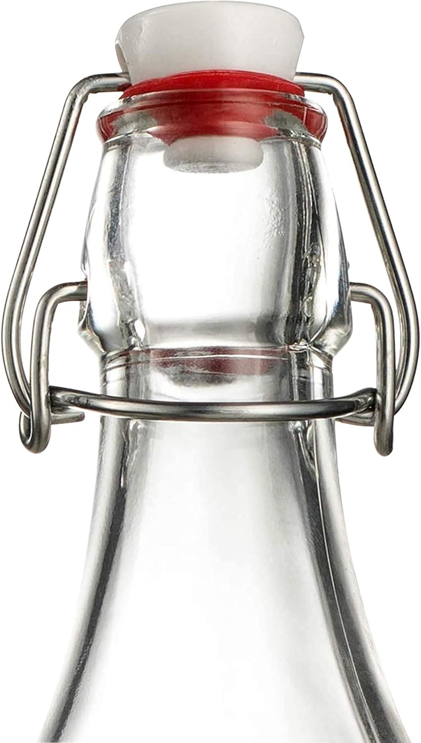 Black Friday Sale 2022 Seacoast Clear Glass Bottle with Swing Top Stopper, 33.75 Oz Round Pack of 4
