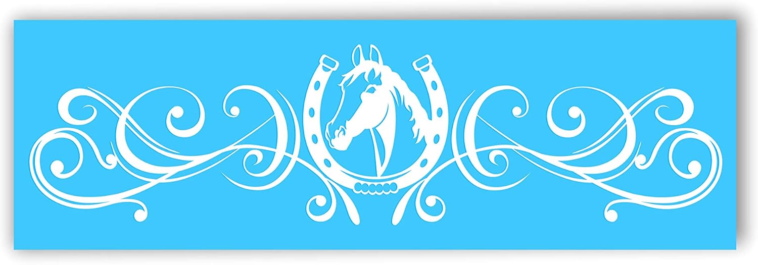 Horse Shoe Head Flourish for Rear Window - Truck Car Decal Sticker - 6" Tall x 23" Wide