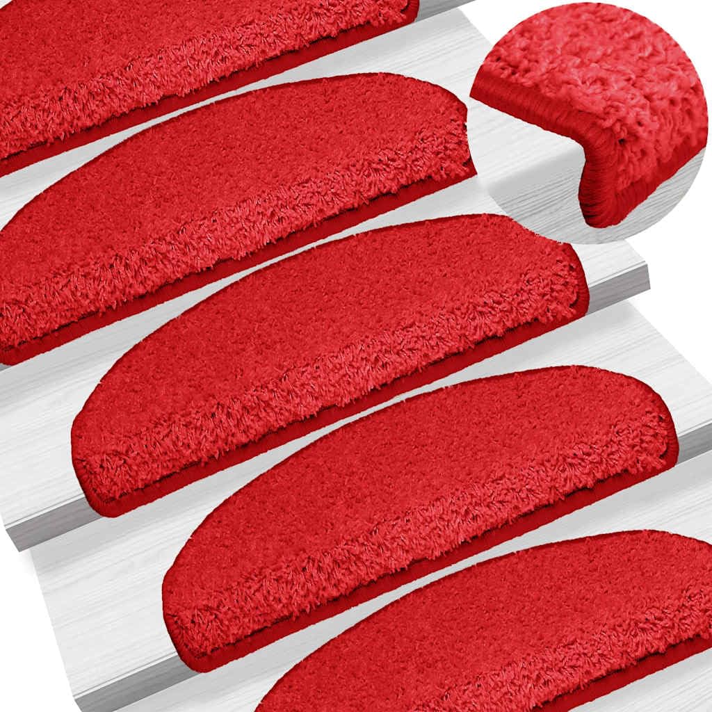 Tomostar Lot de 15 Marchettes d'escalier, Tapis d'escalier Autocollant Tapis pour Marche Protection d'escalier 15 pcs 65 x 21 x 4 cm Rouge Demi-Rond Grand