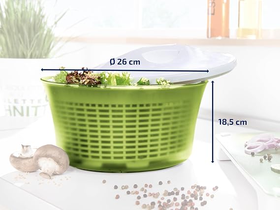 Leifheit Comfortline Signature Salad Spinner Ergonomic Left/Right-Handed Spin, Non-Slip Base, Fast Gentle Drying, Multi-Use Bowl for Serving, Durable Hygienic White Plastic Design