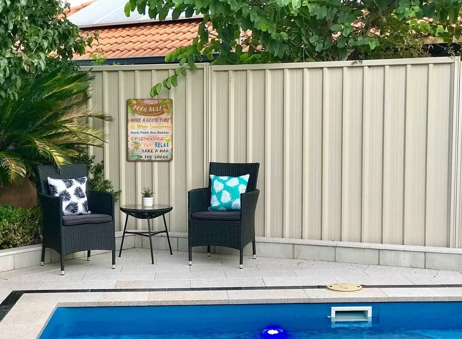 Vintage Pool Rules Blechschild – 30,5 X 20,3 Cm, Metall, Mit 4 Löchern, Perfekt Für Terrasse, Pool & Bar-Deko
