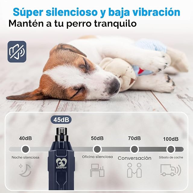 Foto 4 de 7 de Casfuy - Lima de uñas para Perros de 6 Velocidades, Cortador de uñas Eléctrico Recargable de para Mascotas…