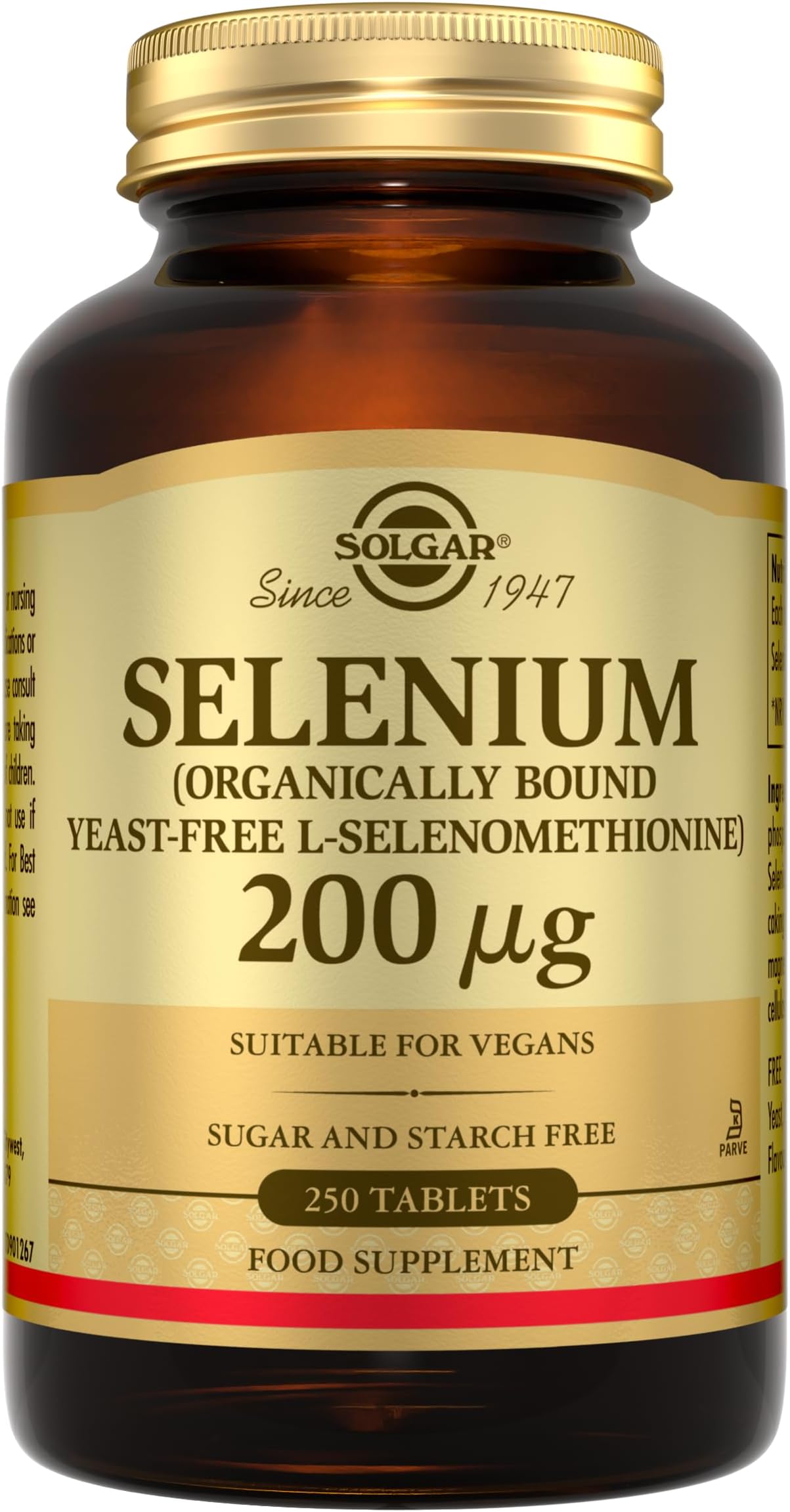 Solgar Selenium 200g - Yeast Free - Healthy Hair & Nails - Supports The Metabolism - Vital Mineral - 250 Tablets