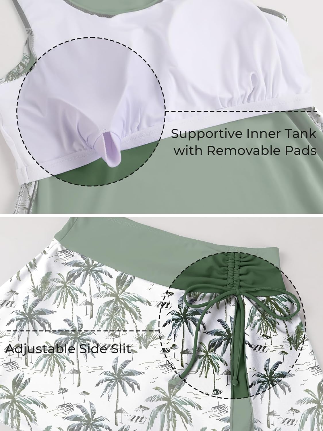 Summer Mae Blouson Tankini Swimsuits for Women 2026 Modest Tummy Coverage Bathing Suits with Skirt and Built-in Shorts - Image 4