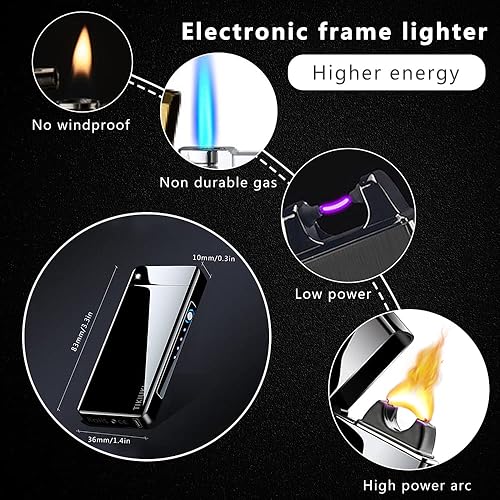Miniatura 5 de TIKIUKI Encendedores eléctricos recargables sin llama a prueba de viento, encendedor de plasma sin butano, con batería de alta capacidad,