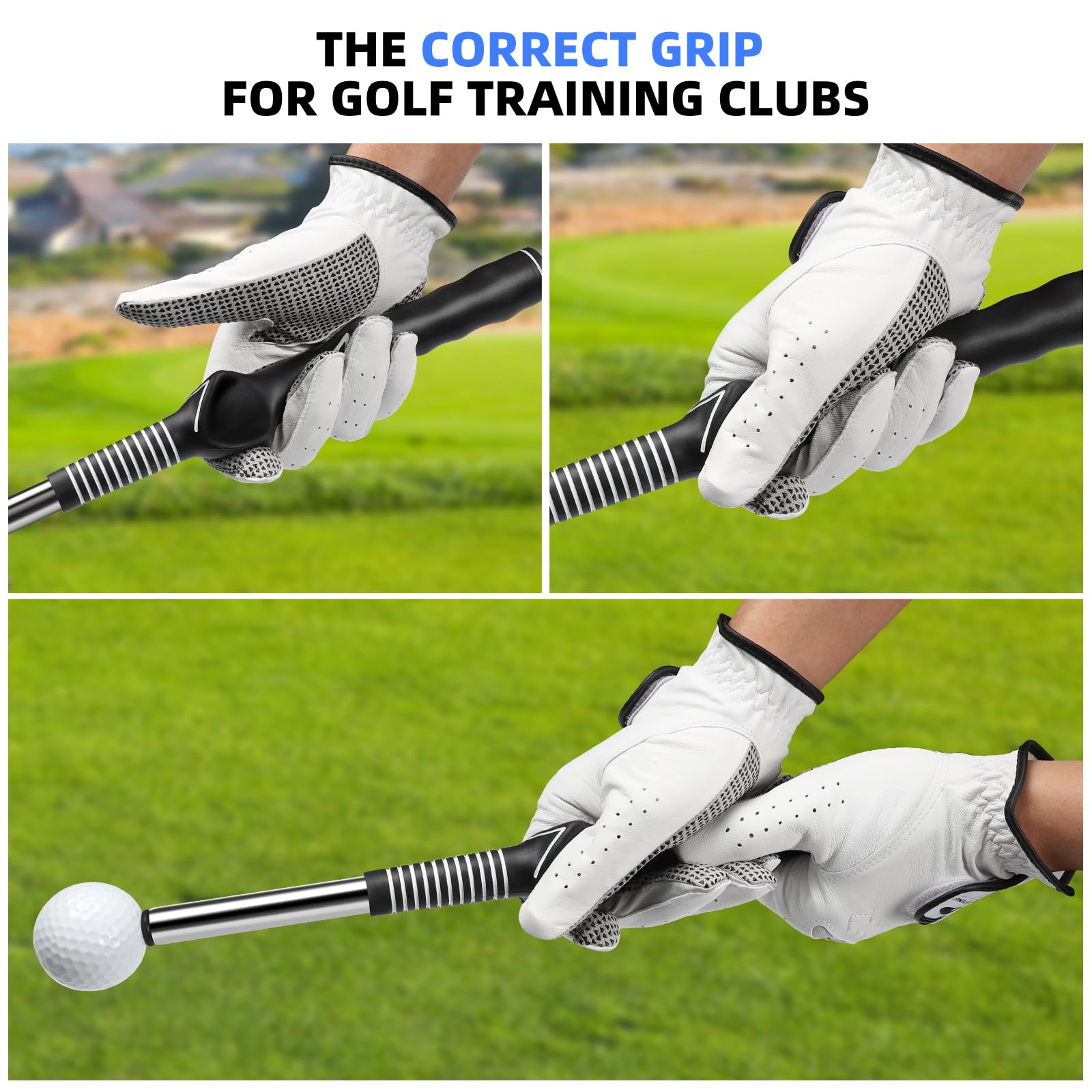Desoto Golf Swing Trainer retrattile Golf Grip Training Aids per riscaldamento, mazza da golf destrorsa per allenamento indoor, accessori da golf, allenamento di forza e tempo per colpire scheggiature