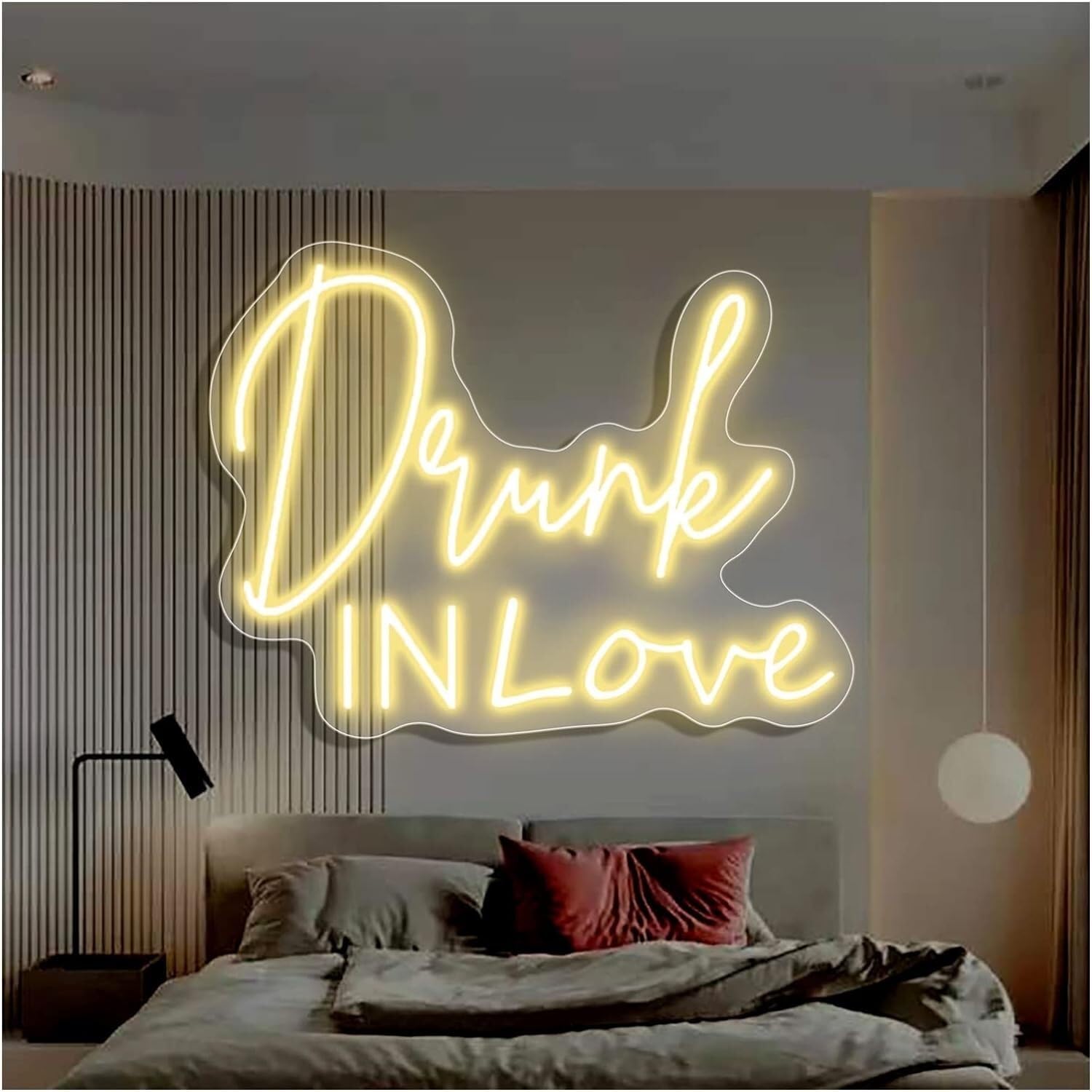 KIJyfgTR LED Neon Light Sign Drunk in Love Neon Signs for Wedding Wall Decor Custom Neon Sign Lights for Bedroom Home Engagement Decor Gift 60x40cm