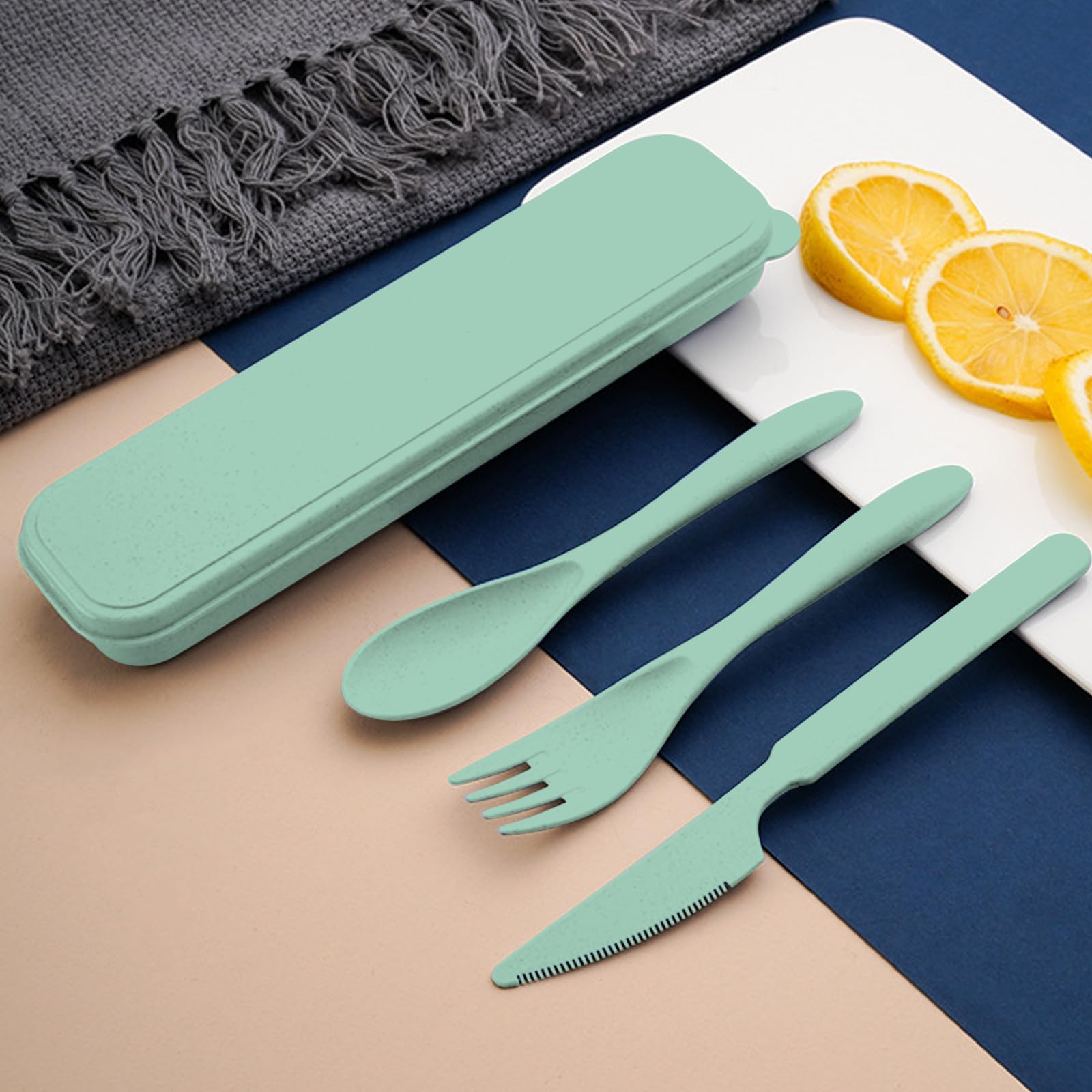 Reusable 3-in-1 Camping Utensil Set with Storage Case - Portable Travel Cutlery for Outdoor, Picnic, and Everyday Use