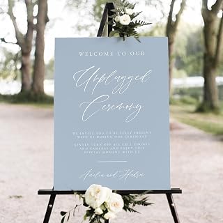 Dusty Blue Wedding Unplugged Ceremony Sign - Printable Welcome Sign