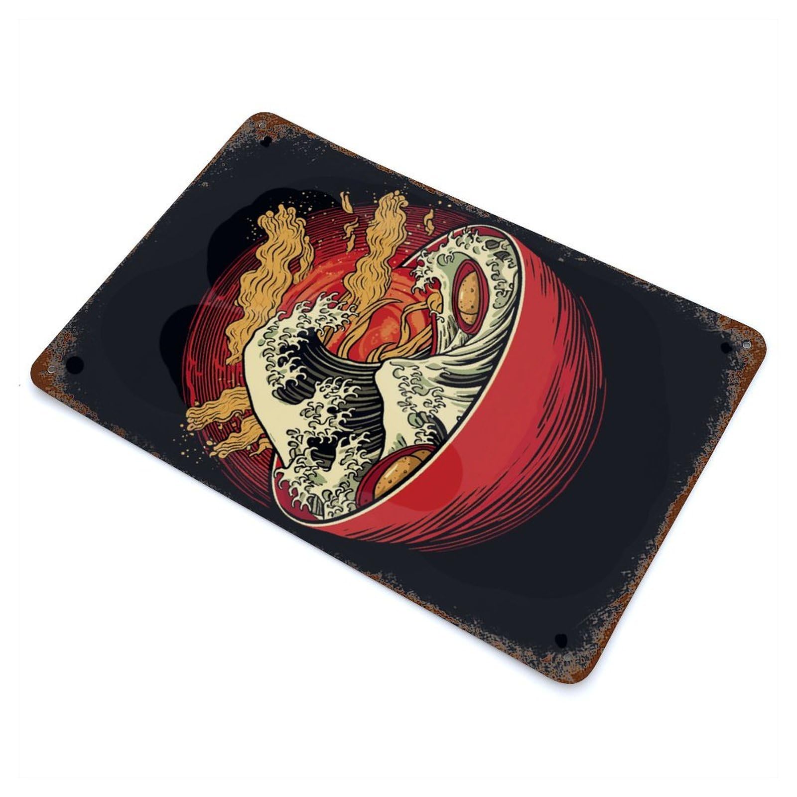 Ramen Japanese Food Rusty Metal Tin Sign 11.8"x7.9", Shabby Chic Decor for Garage, Bar And Workshop Decor
