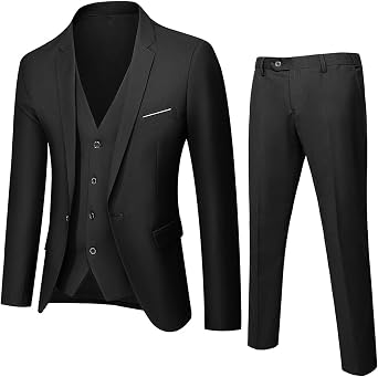Mens 3 Piece Wedding Groomsmen Suit Set 1 Button Notch Lapel Slim Tuxedo Suits Business Solid Jacket Vest Pants