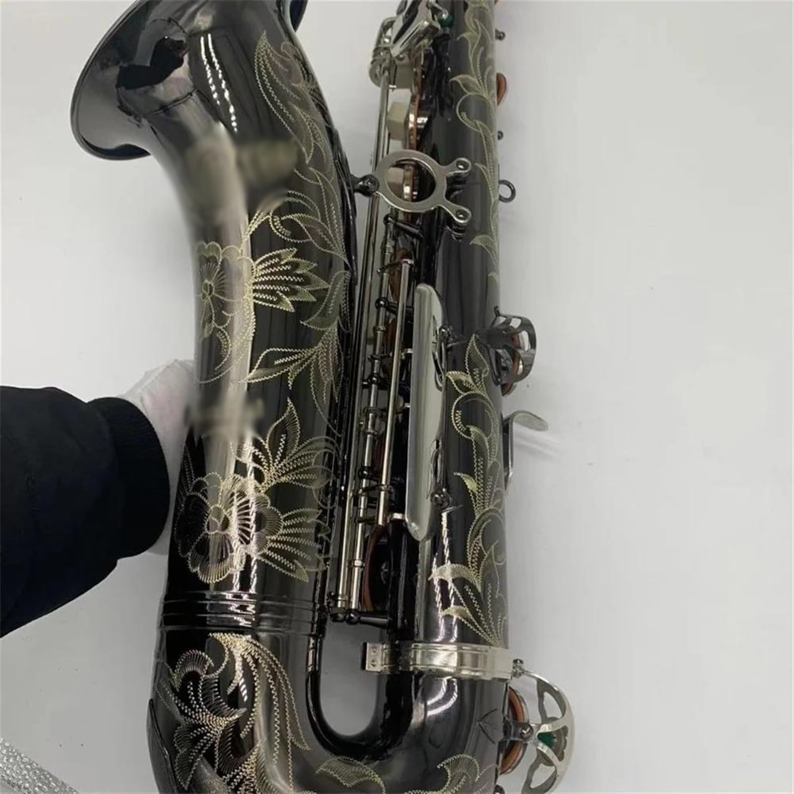 Saksofon Saksofon Tenorowy B, Mosiężny, Niklowany, Saksofon Do Instrumentów Muzycznych Z Ustnikiem W Obudowie (Color : High-end bag)