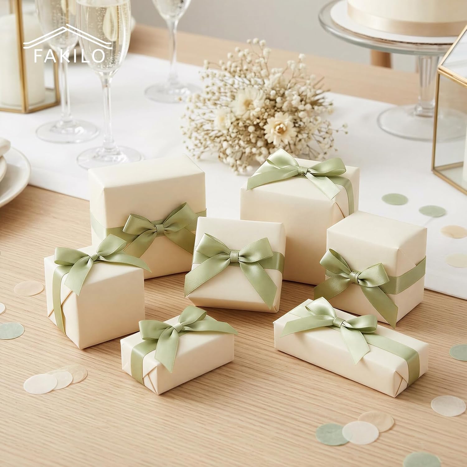 Sage Green 2.5" Satin Gift Bows with Attached Twist Ties, 50 Pcs Small Pre-Tied Ribbon Bows for Gift Wrapping, Crafts, Cake Pops, Treat Bags, Wedding & Birthday Party Decorations image 2