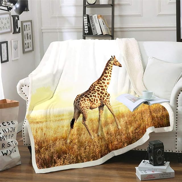 Loussiesd Giraffe Blankets and Throws Safari Animal Print Fleece Blankets for Kids Boys Adults Wildlife Style Blanket Sunset Nature Theme Throw Blanketfor Couch Bed Sofa Sherpa Blanket Baby 30"x40"