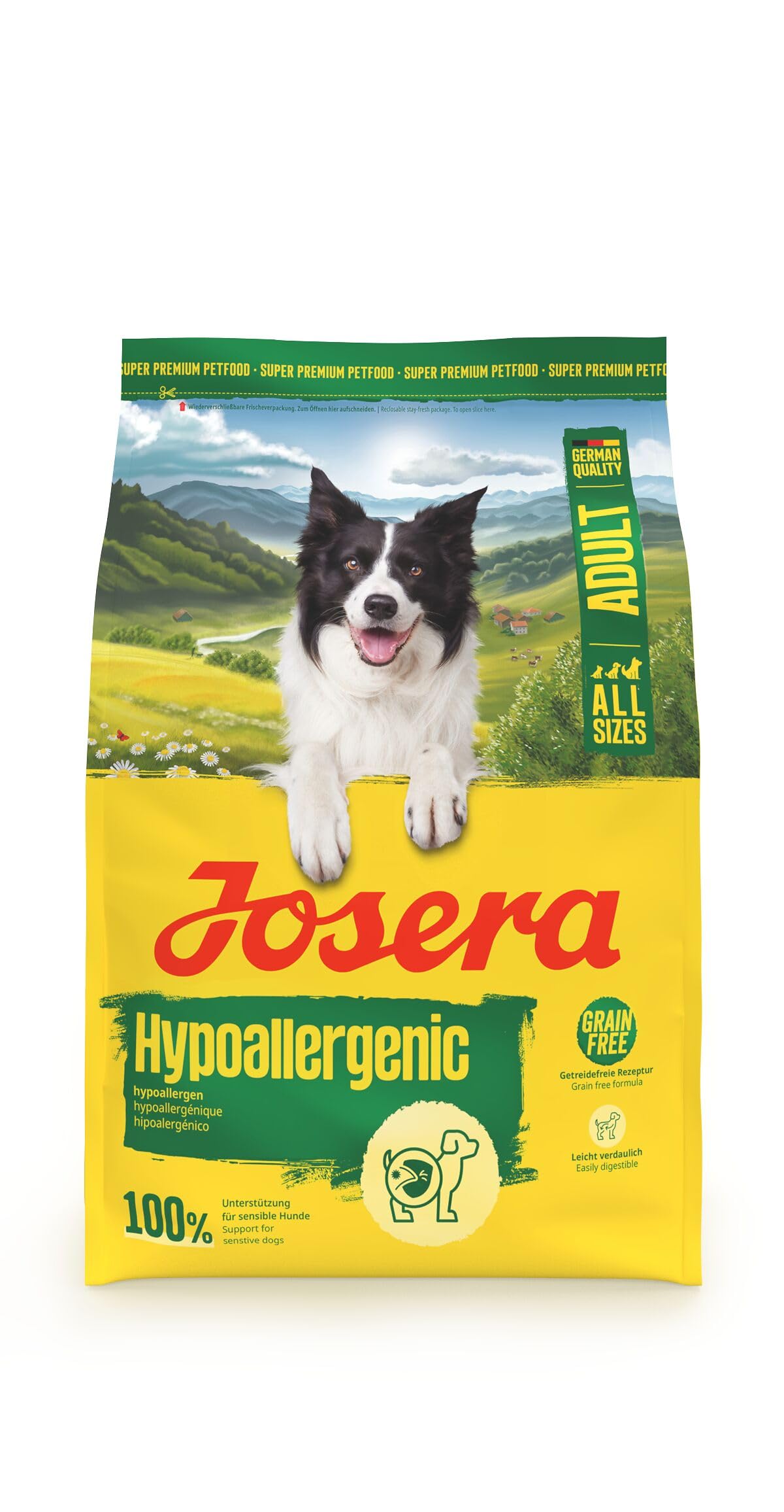 Josera Adult Hypoallergenic complete dog food | Allergy relief | Sensitive digestion | Novel single animal protein | Grain-free 3kg