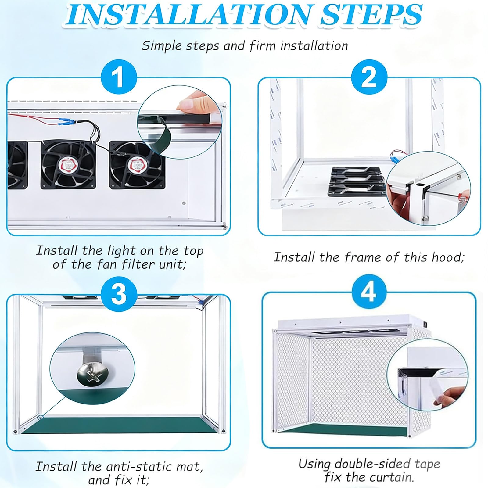 Laminar Flow Hood Fan Filter Unit Reinraum FFU mit HEPA-Filter Reinheitsklasse 100 für die Telefonreparatur im Labor 110V
